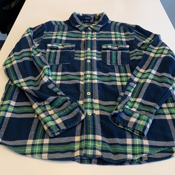 American Eagle Outfitters Athletic Fit Green & Blue 100% Cotton Flannel, XL - Picture 2 of 6